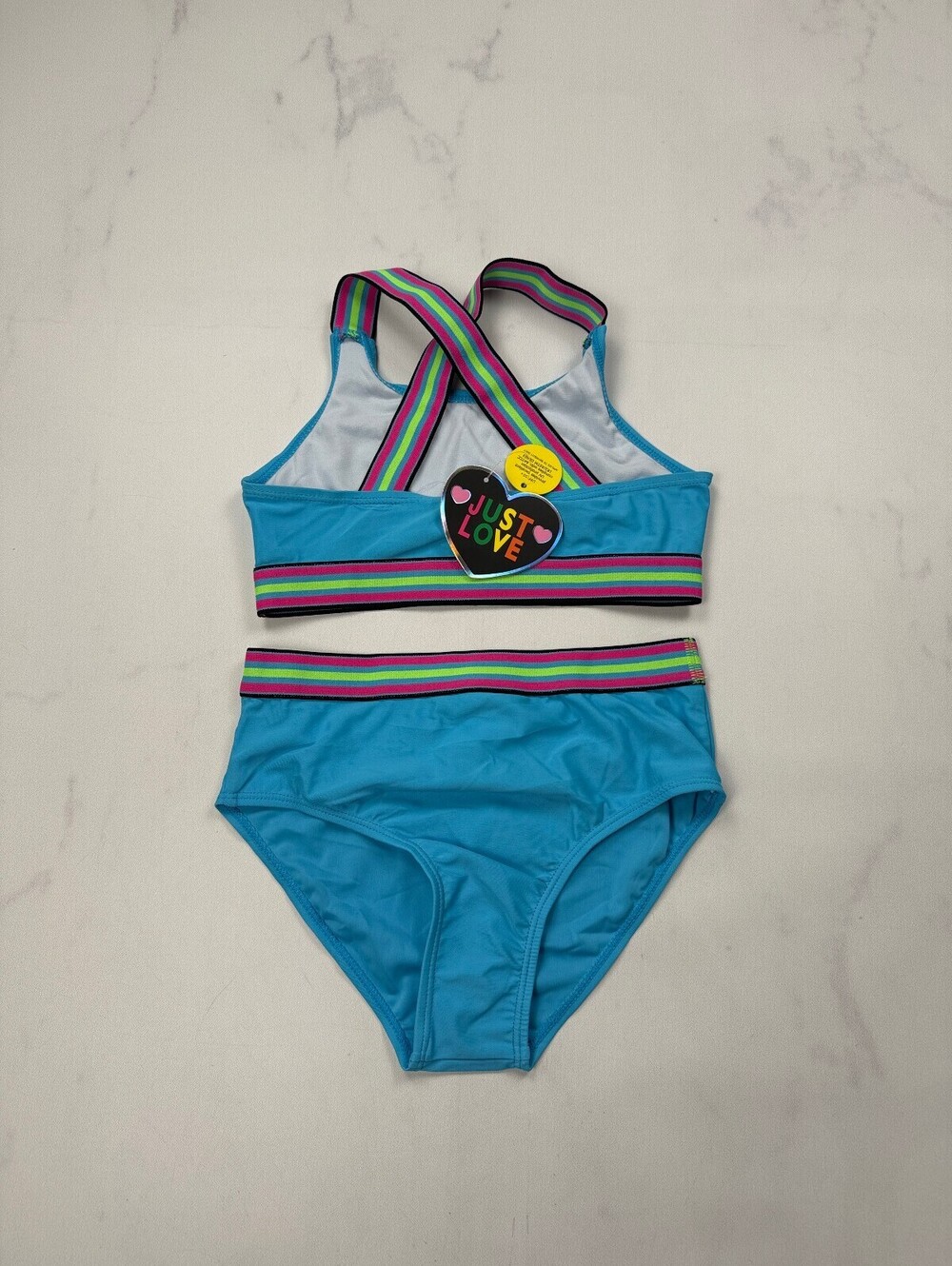Just Love Love Swimsuit Blue Modern Sporty Matching Set - Girls 14/16